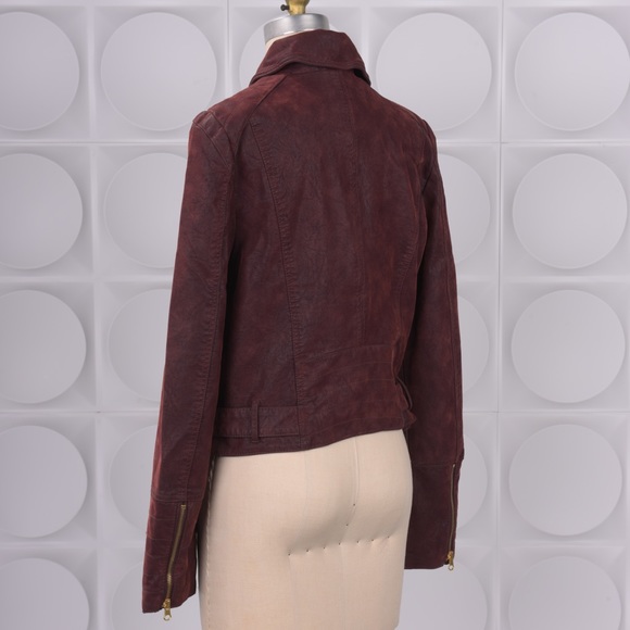 NEW Free People Leather Moto Jacket & M |  Tags Attached |Melrose Vegan - Picture 2 of 3